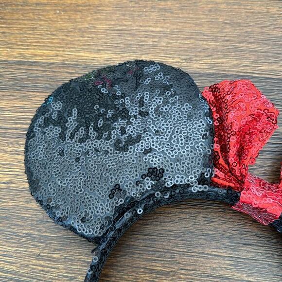 Disney Minnie Mouse sequined ears with red bow headband sequins trip vacation - Picture 7 of 9